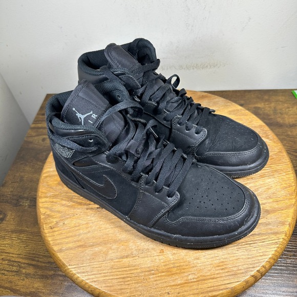 Air Jordan 1 Mid SE All Black Mens Basketball Shoes US 8.5 554724-050